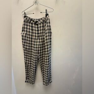 Reformation Black and Cream Plaid Pants